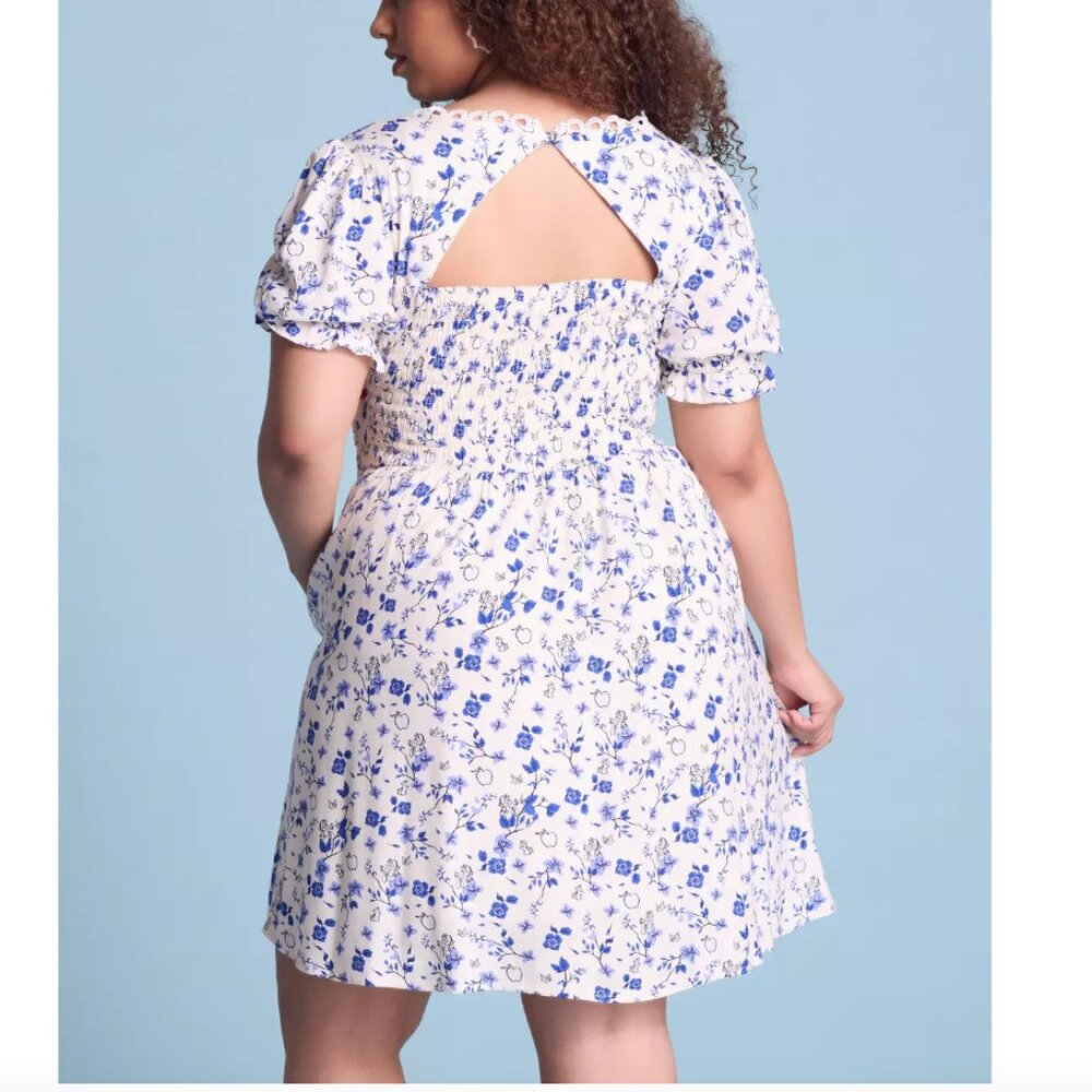 Box Lunch Disney Snow White & Seven Dwarfs Floral Allover Print Dress Plus 3X - Picture 3 of 16